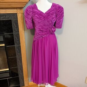 Vintage Ann Hobbs for Cattiva Fuchsia Evening Gown Saks Fifth Avenue Pleat Sz 10